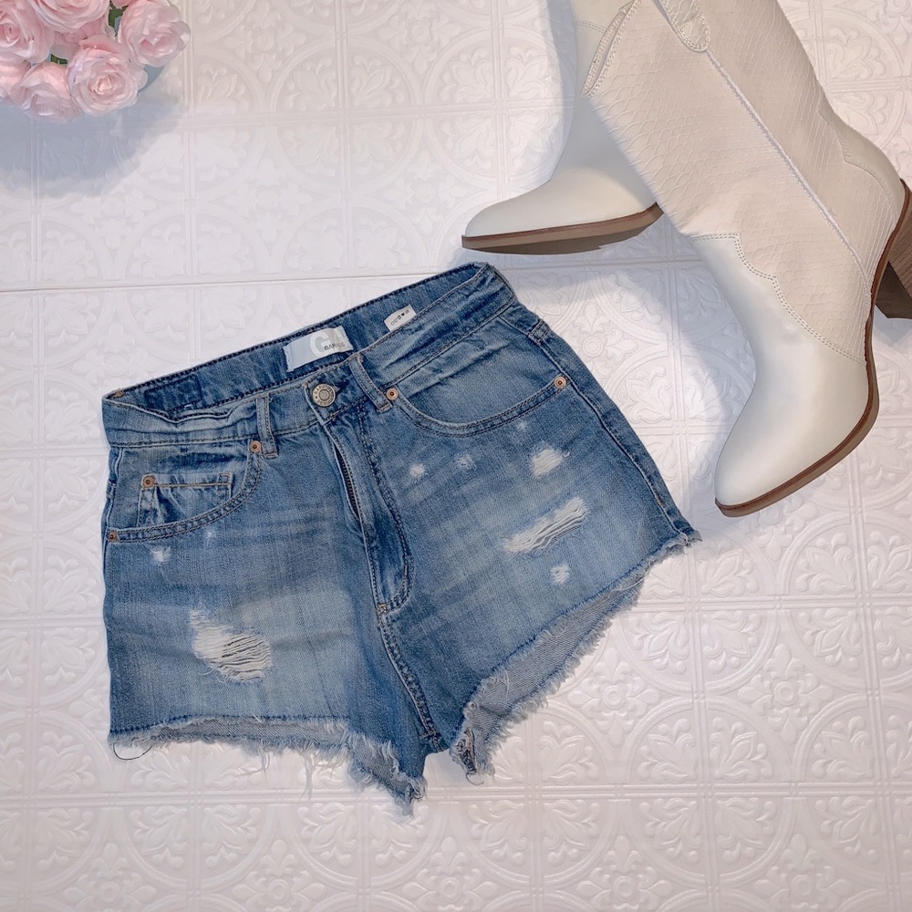 Distressed High Waist Festival Denim Shorts